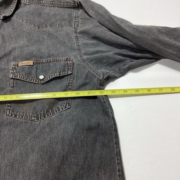 Authentic Wrangler Pearl Snap Shirt Long Sleeve Gray S - Picture 10 of 11